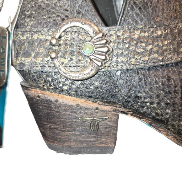 Lane NEW LB0470 Mattie Booties Size 7.5 Black Croc Embossed Leather Western - Picture 8 of 15